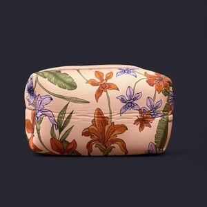 Floral Print Cosmetic Pouch - Peach